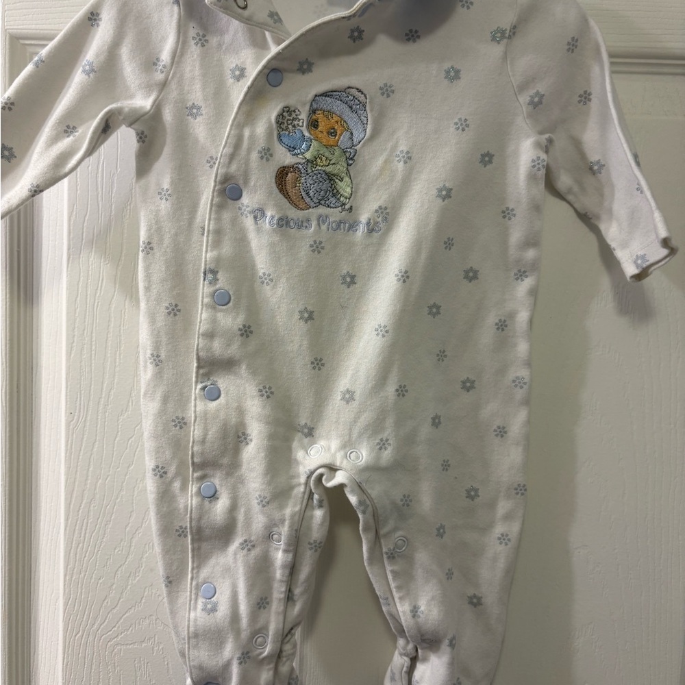 Precious Moments White and Blue Kids One Piece